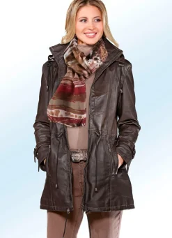 Outlet BADER Lederjacke mit abtrennbarer Kapuze ANTIK MOKKA