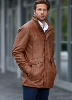Online BADER Lederjacke mit Doppeltaschen ANTIKBRAUN