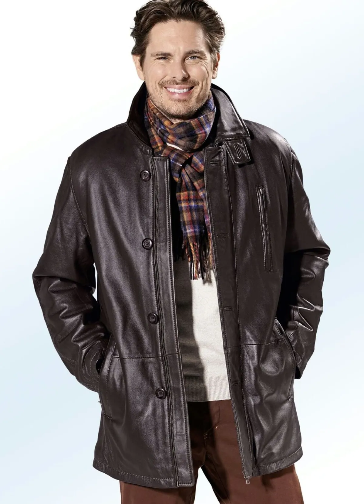 BADER Lederjacke mit Reißverschluss-Doppeltaschen BORDEAUX