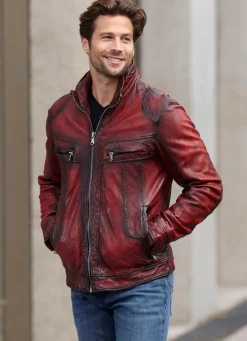 Online BADER Lederkurzjacke mit Brusttaschen ANTIK DUNKELROT