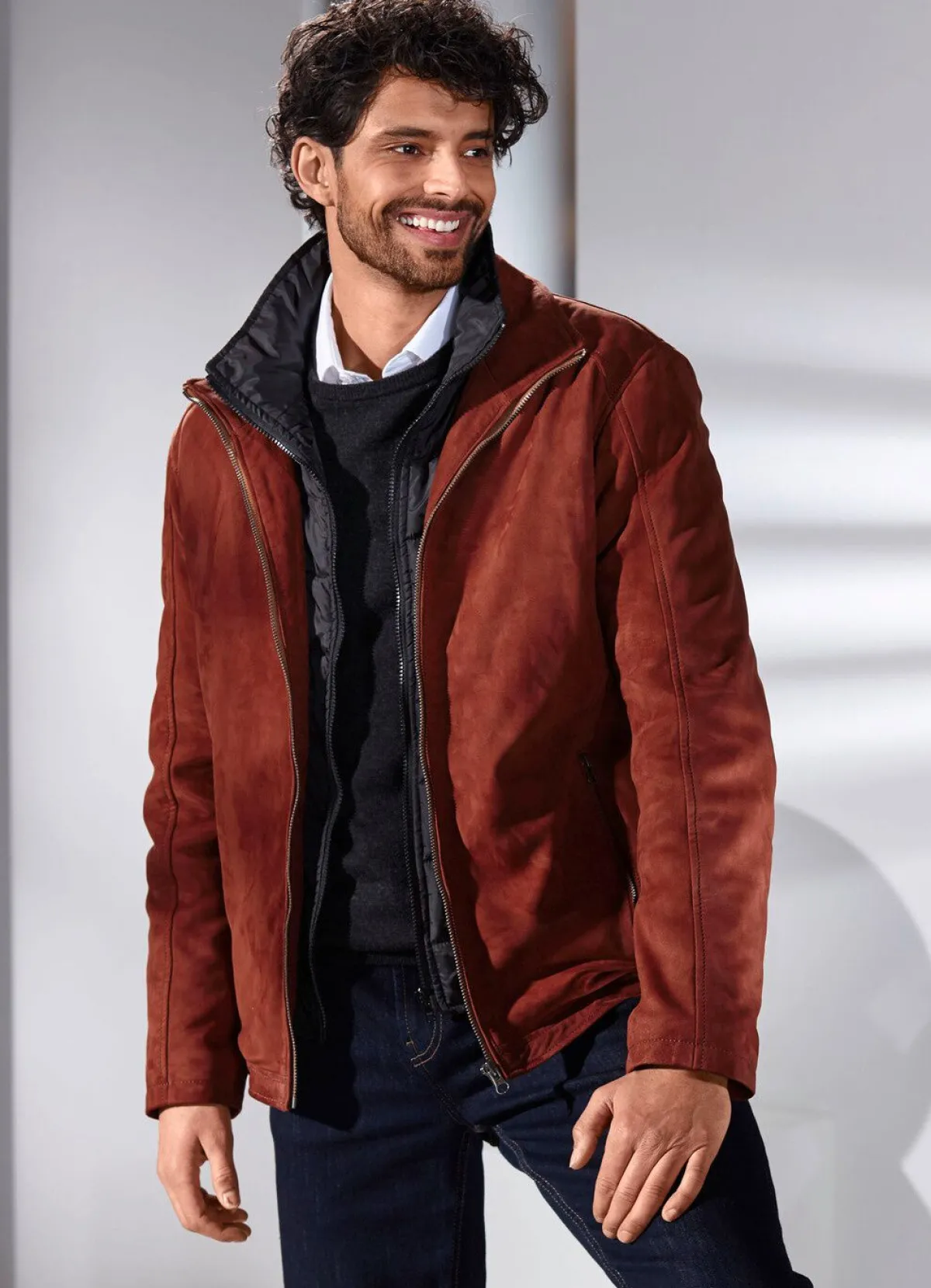 Clearance BADER Lederkurzjacke mit Innentaschen ZIEGELROT