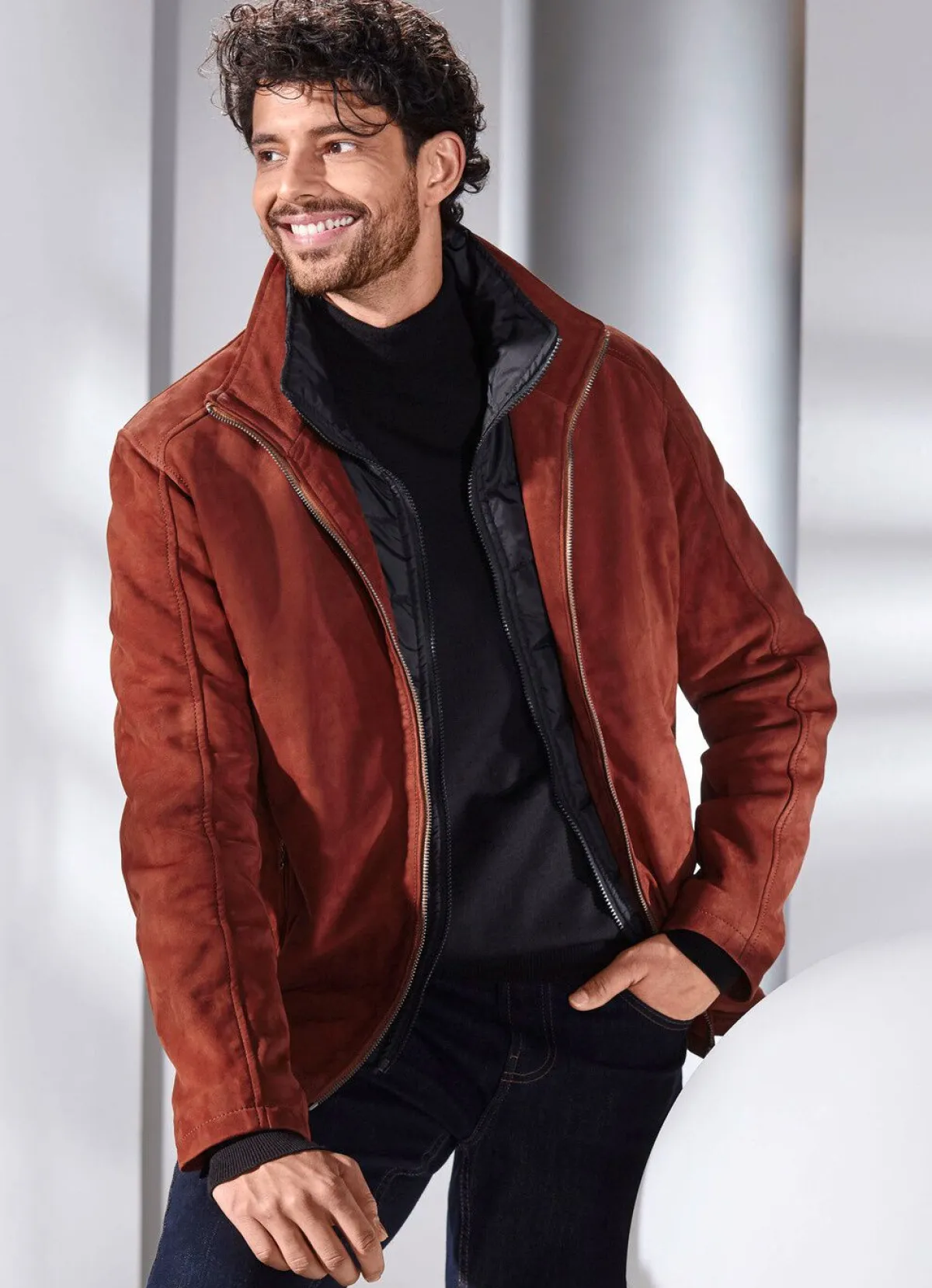 Clearance BADER Lederkurzjacke mit Innentaschen ZIEGELROT