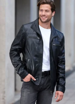 Best BADER Lederkurzjacke mit Innentaschen SCHWARZ