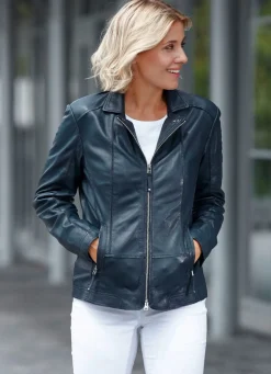 Sale CABRINI Lederkurzjacke von „“ DUNKELBLAU