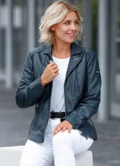 Sale CABRINI Lederkurzjacke von „“ DUNKELBLAU