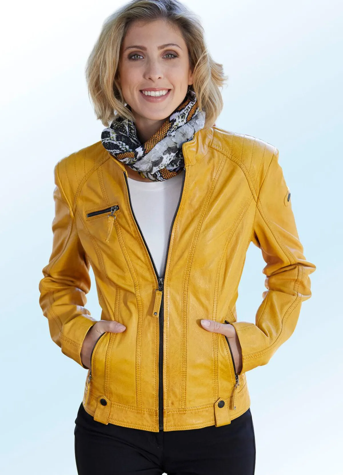 Best CABRINI Lederkurzjacke von "" ANTIK MAISGELB