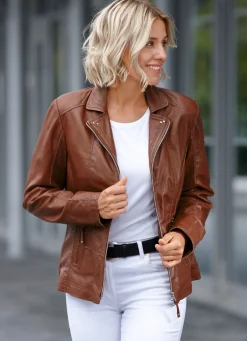 Online CABRINI Lederkurzjacke von „“ MITTELBRAUN