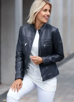 New Caminari Lederkurzjacke von „“ ANTIK NACHTBLAU