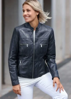 New Caminari Lederkurzjacke von „“ ANTIK NACHTBLAU