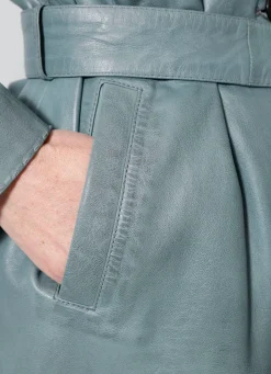 Clearance BADER Lederkurzmantel mit Umlegekragen MINT