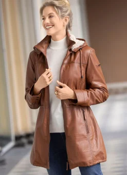 Best CABRINI Lederkurzmantel von „“ COGNAC ANTIK