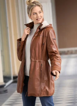 Best CABRINI Lederkurzmantel von „“ COGNAC ANTIK