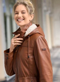 Best CABRINI Lederkurzmantel von „“ COGNAC ANTIK