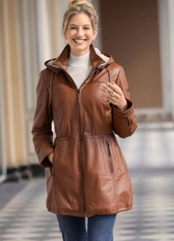 Best CABRINI Lederkurzmantel von „“ COGNAC ANTIK