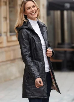 Sale Caminari Lederkurzmantel von „“ SCHWARZ