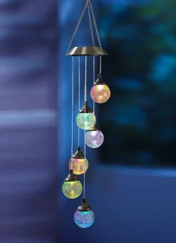 Outlet BADER LED-Solar-Windspiel in Bruchglas-Optik EDELSTAHL