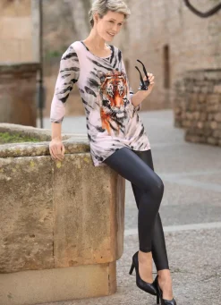 KLAUS MODELLE MADE IN GERMANY Leggings in feiner Glanz-Optik SCHWARZ