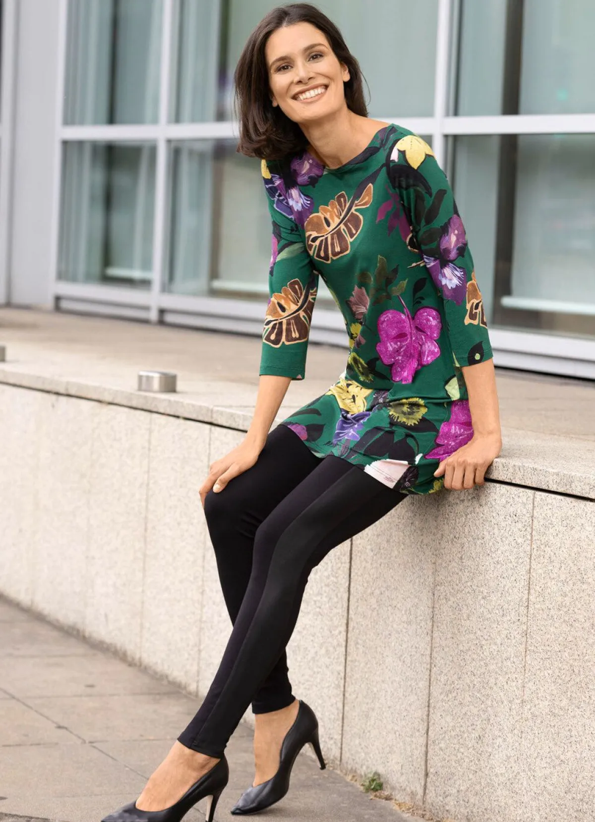 Outlet BADER Leggings im interresanten Materialmix SCHWARZ