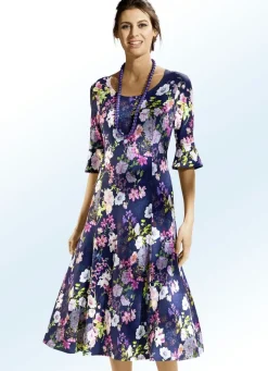 Clearance KLAUS MODELLE MADE IN GERMANY Leicht tailliertes Kleid in modischer Schlupfform MARINE-BUNT