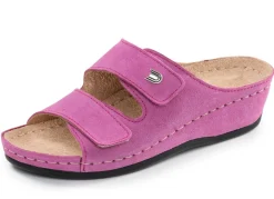 Discount BADER Leichte Damen-Pantoletten, Weite G, mit Klettverschluss PINK