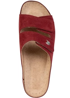 Outlet BADER Leichte Damen-Pantoletten, Weite G, mit Klettverschluss BORDEAUX