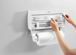 Clearance BADER Leifheit Wandrollenhalter mit Abstellfläche für Gewürze WEISS