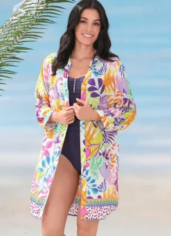 Best BADER Longbluse mit langen Ärmeln und Bordürendruck MULTICOLOR