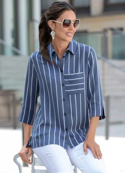Clearance BADER Longbluse mit Streifen JEANSBLAU-WEISS