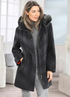 BADER Longjacke mit abnehmbarer Kapuze DUNKELGRAU
