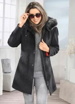 BADER Longjacke mit abnehmbarer Kapuze DUNKELGRAU