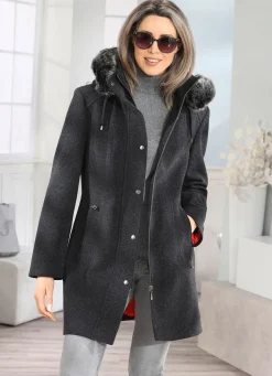 BADER Longjacke mit abnehmbarer Kapuze DUNKELGRAU
