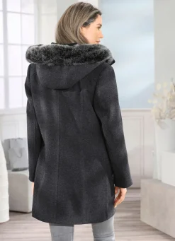 BADER Longjacke mit abnehmbarer Kapuze DUNKELGRAU