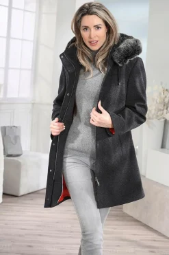 BADER Longjacke mit abnehmbarer Kapuze DUNKELGRAU