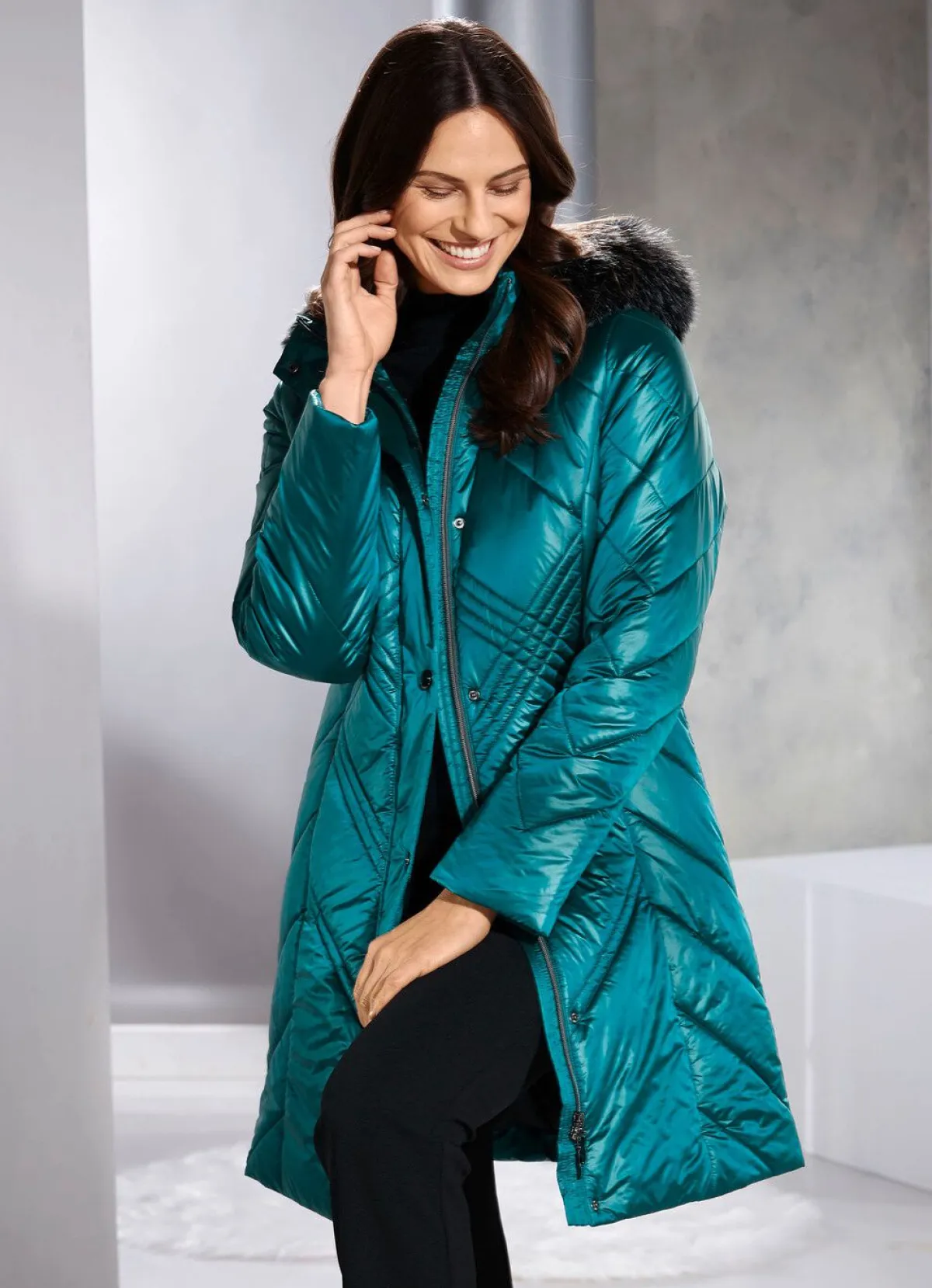 Discount BADER Longjacke mit abnehmbarer Kapuze SMARAGDGRÜN