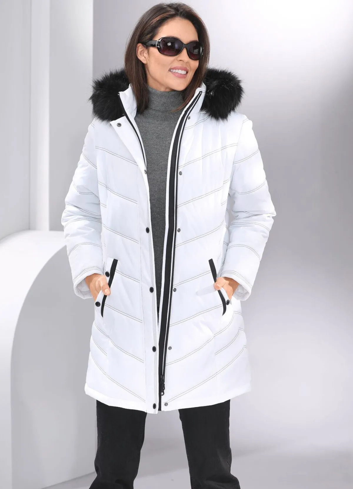 Best BADER Longjacke mit abnehmbarer Kapuze WEISS