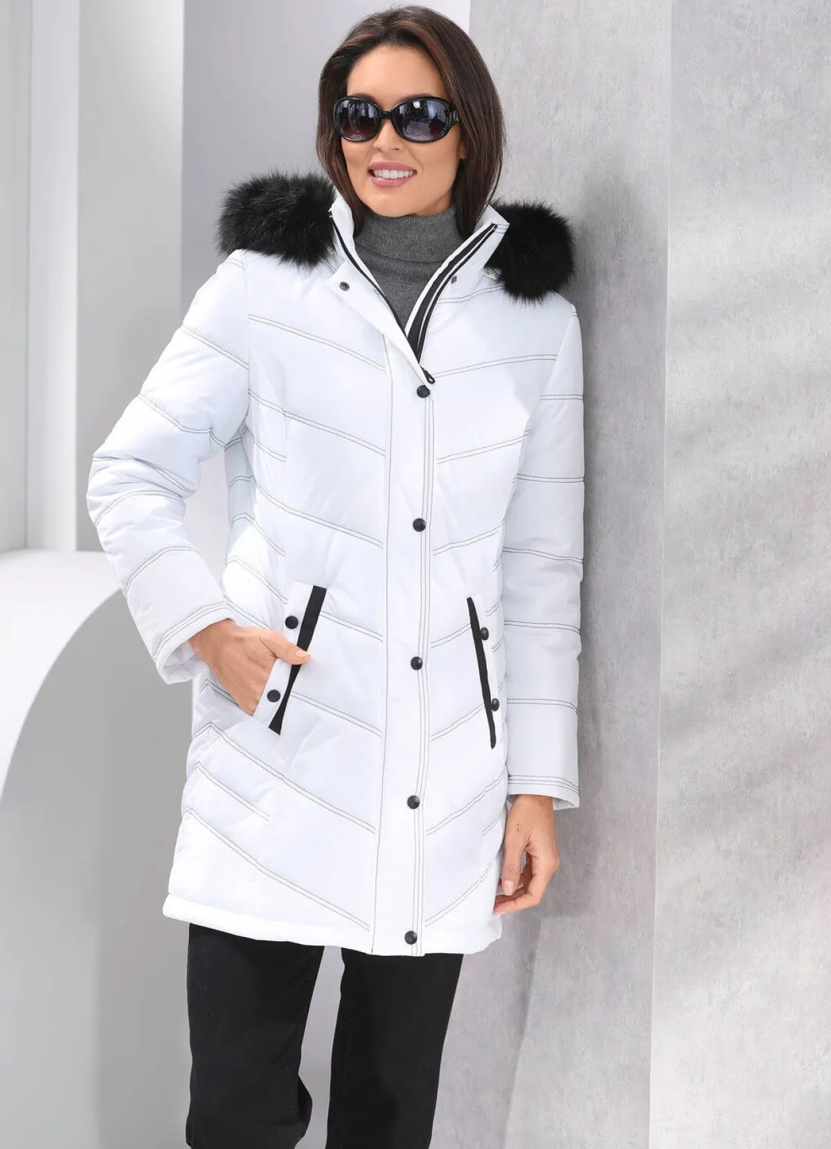 Best BADER Longjacke mit abnehmbarer Kapuze WEISS