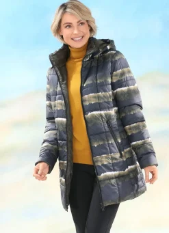 Outlet BADER Longjacke mit Fantasiedessin GRAU-KHAKI-MESSING-NATURWEISS