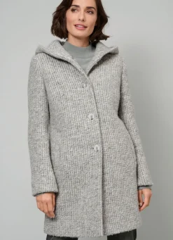 Hot BADER Longjacke mit fester Kapuze HELLGRAU-ECRU