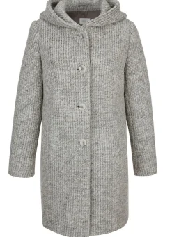 Hot BADER Longjacke mit fester Kapuze HELLGRAU-ECRU