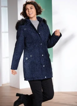Online BADER Longjacke mit Raubtierfell-Dessin BLAU-SCHWARZ