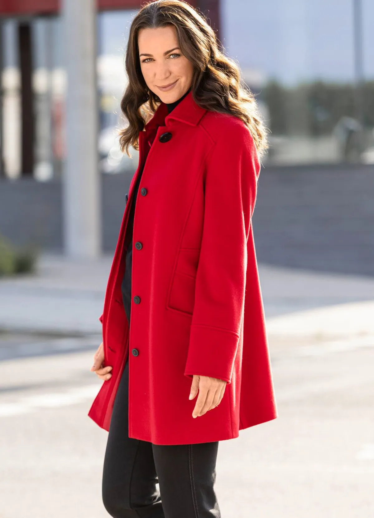 Online BADER Longjacke mit stilvoll verdeckter Knopfleiste ROT