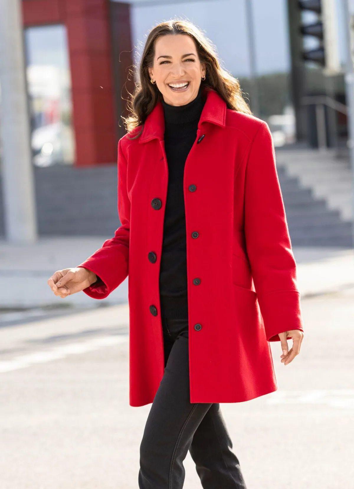 Online BADER Longjacke mit stilvoll verdeckter Knopfleiste ROT