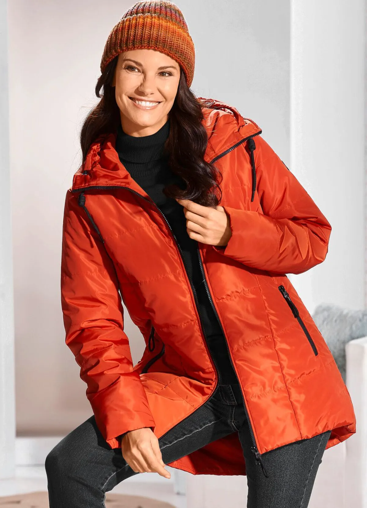 Hot BADER Longjacke mit umschlagbarem Regenschild KÜRBIS