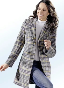 BADER Longjacke mit Hahnentritt-Dessin GRAU-BUNT