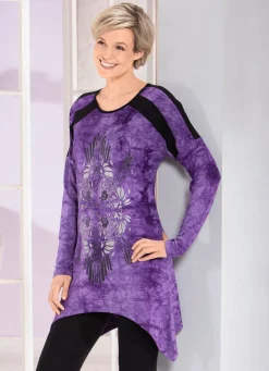 Best BADER Longshirt in aktueller Batik-Optik in 2 Farben LILA BATIK