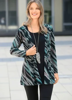 Sale BADER Longshirt in Jacken-Optik SCHWARZ-ECRU-PETROL