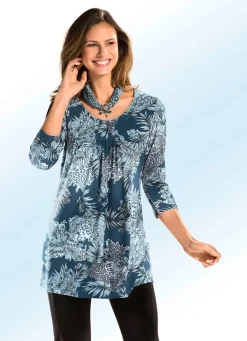 Outlet BADER Longshirt mit Allover-Dessin in 3 Farben RAUCHBLAU