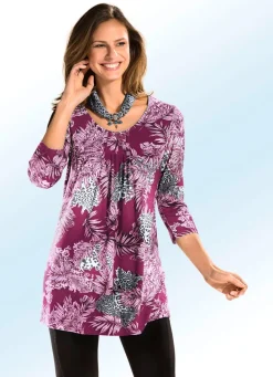Discount BADER Longshirt mit Allover-Dessin in 3 Farben FUCHSIA