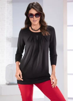 Clearance BADER Longshirt mit dezenter Faltenlegung in 2 Farben SCHWARZ
