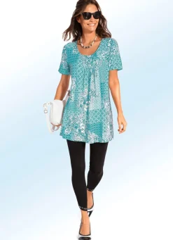 New BADER Longshirt mit Faltenlegung in 3 Farben MINT-WEISS